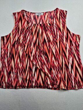 Jones Studio Womens 3X Sleeveless Red & Pink Geometric Print Tank Top